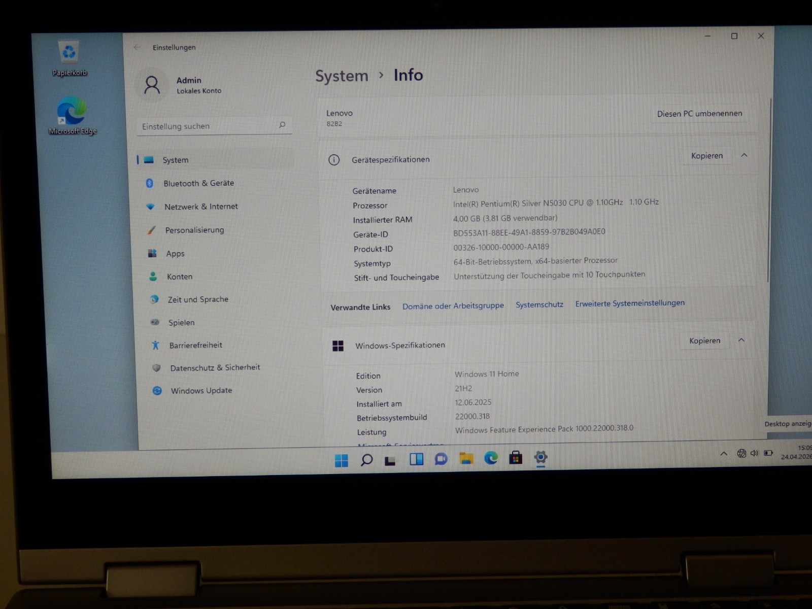 Lenovo IP Flex 3 11IGL05 – Intel Pentium N5030, 4GB Ram, No SSD, 11.6″ inch HD