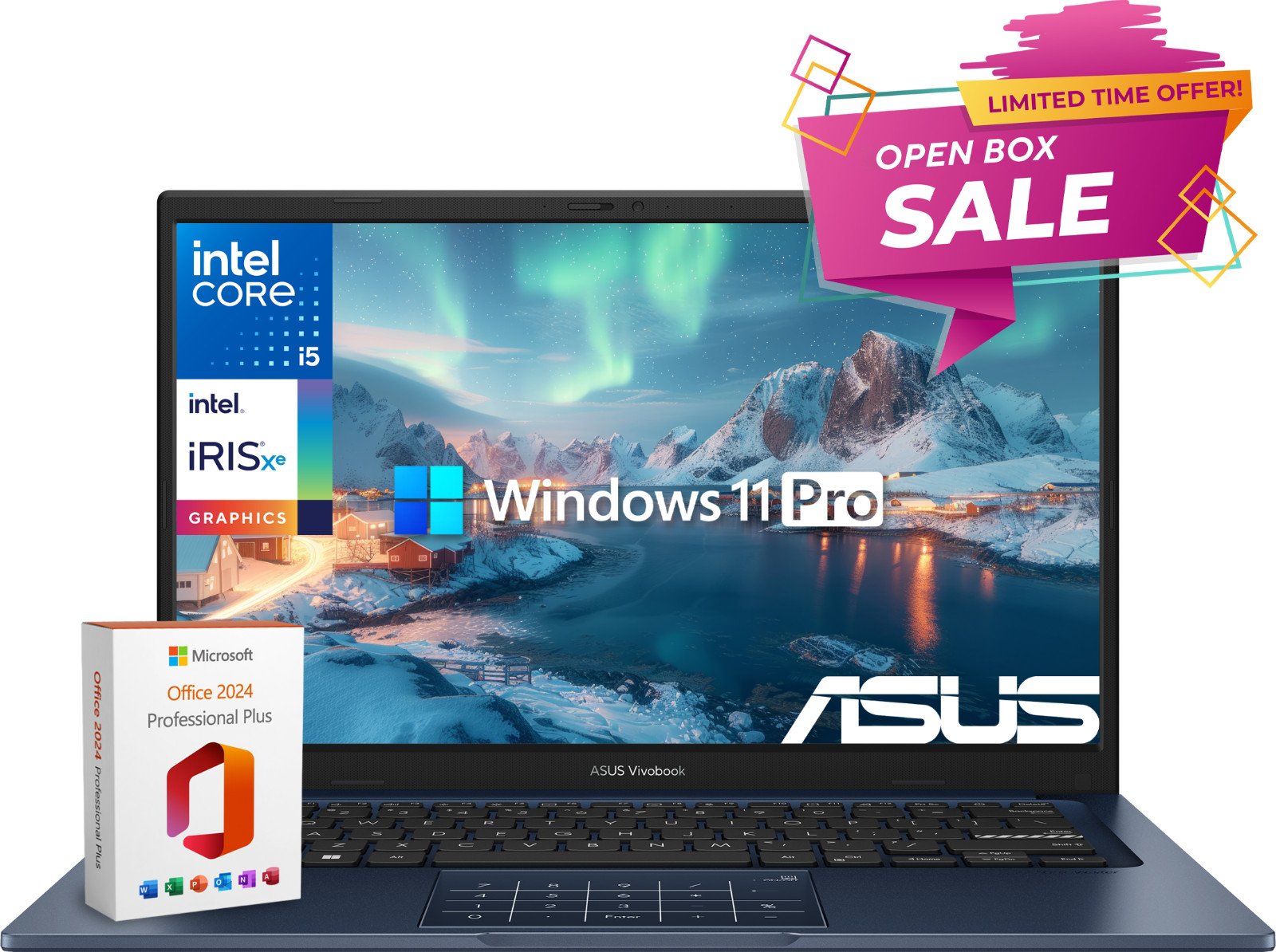 ASUS Vivobook 14″ FHD Laptop Intel Core i5-1334U, 12GB RAM 256GB SSD, Win 11 Pro