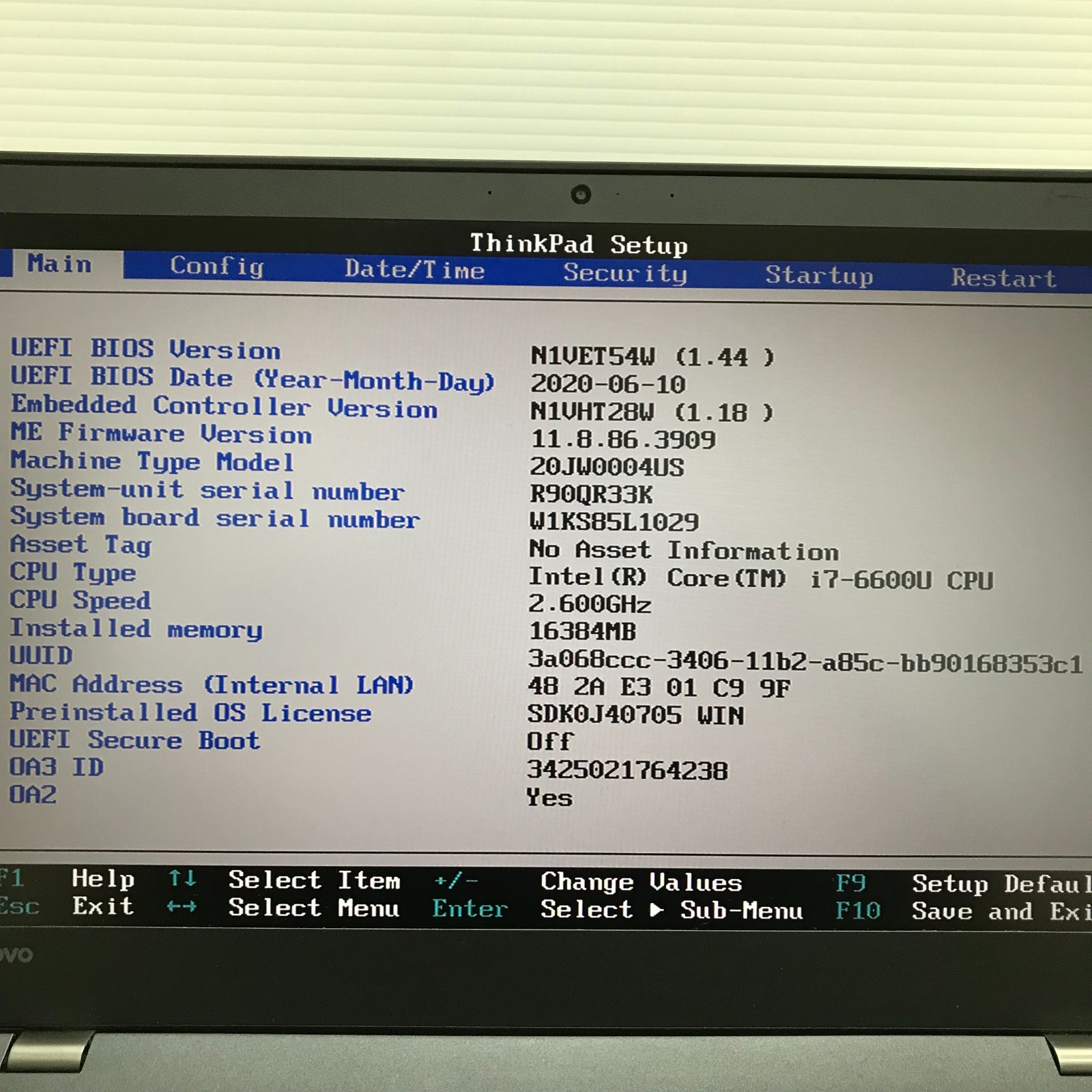 Lenovo ThinkPad T570 15.6″ i7-6600 2.60GHz 16GB RAM No SSD/Battery Boots to BIOS