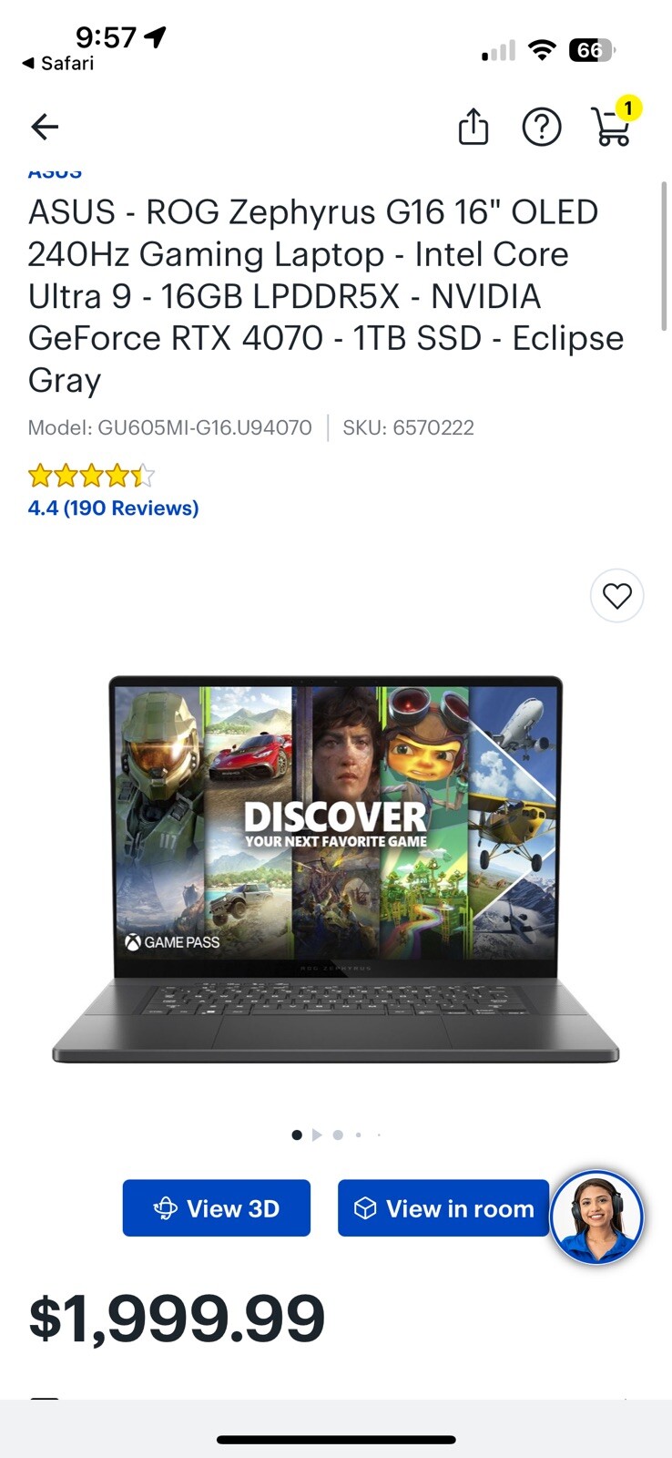 ASUS ROG Zephyrus G16 16″ QHD+ OLED 240Hz – Ultra 9 185H, RTX 4070