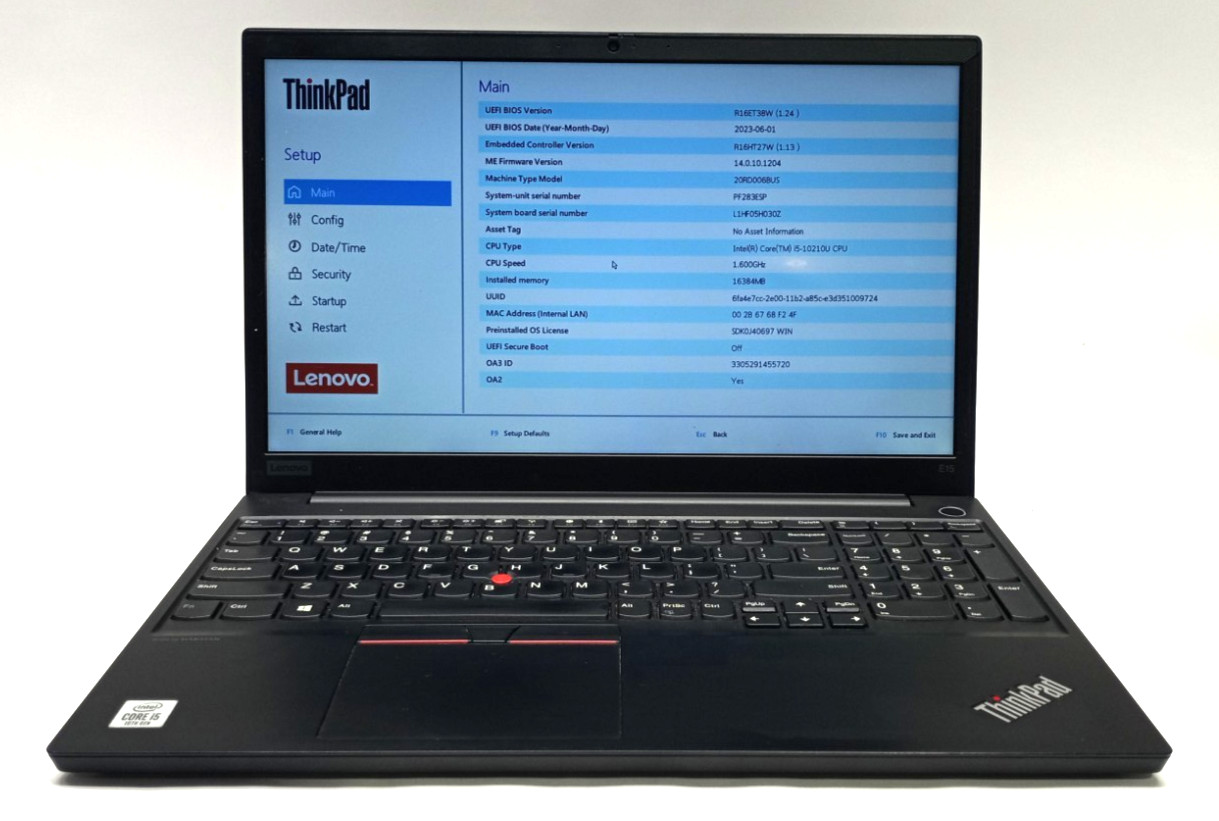 Lenovo ThinkPad E15 i5-10210U@1.60GHz 16GB RAM 512GB NVMe WIN 11 Pro WH801*!