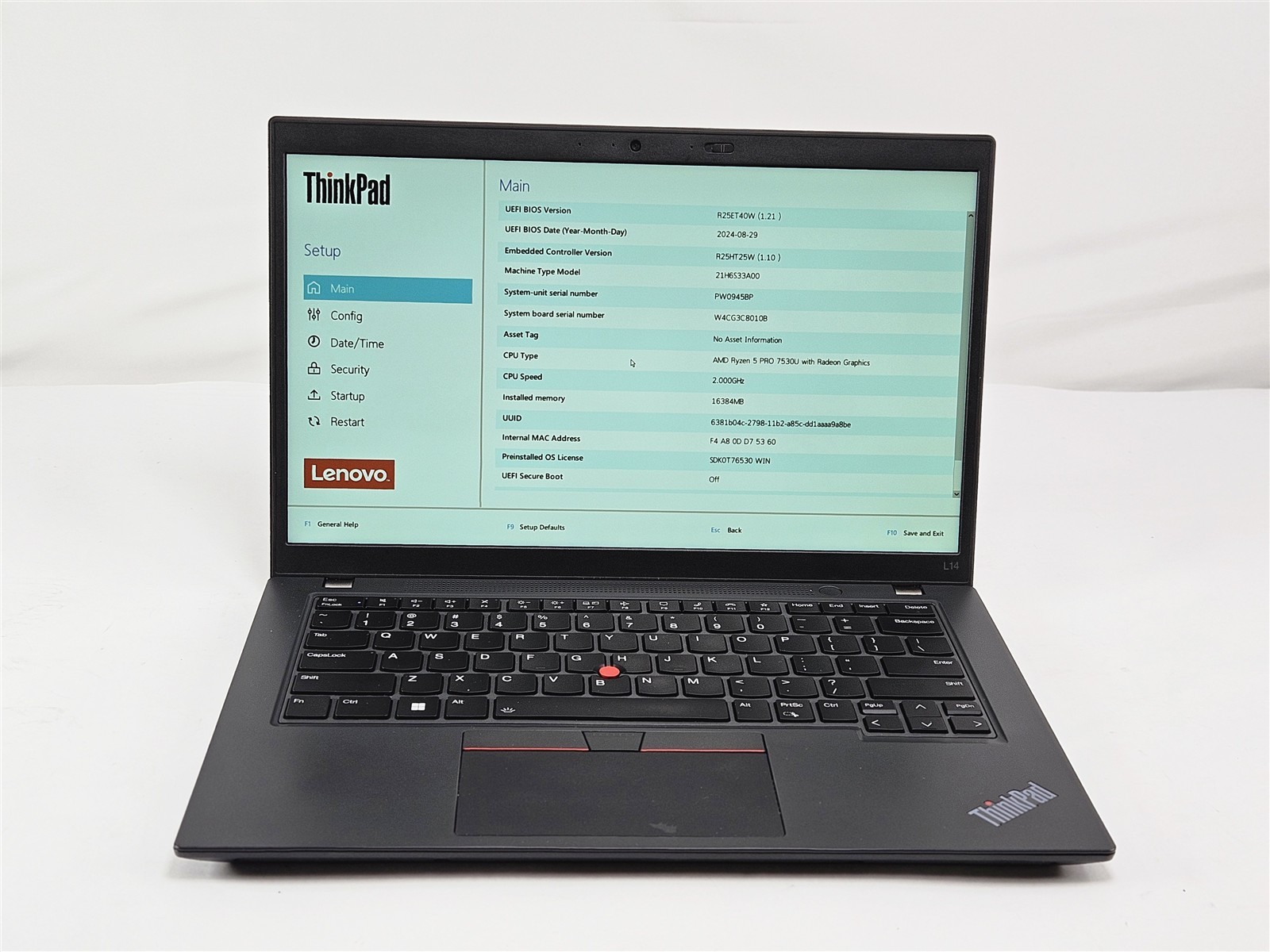 Lenovo ThinkPad L14 Gen 4 AMD Ryzen 5 Pro 7530U 16GB 256GB SSD 14″ AMD Radeon