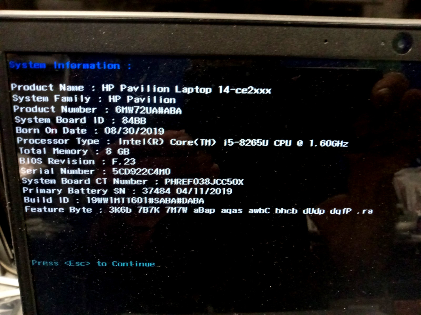 HP Pavilion 14-CE2XXX 14″ i5-8265U 1.6GHz 8GB 256SSD win11P