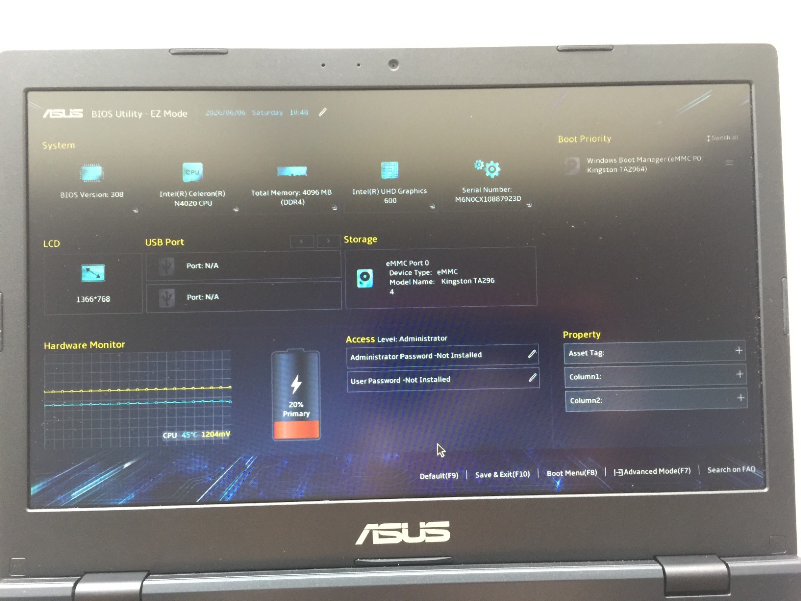 ASUS L210MA-DB01 11.6″ INTEL N4020 @ 1.10GHZ 4GB RAM 64GB eMMC WINDOWS 10