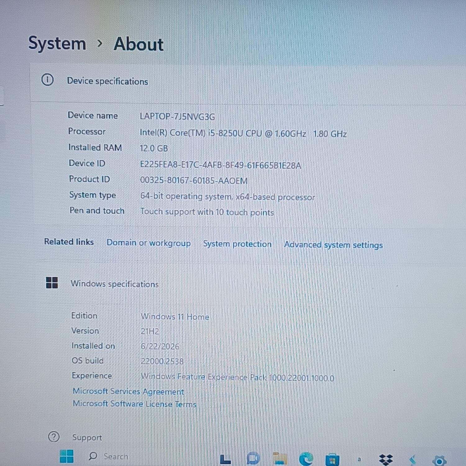 Broken HP Pavilion 15.6″ i5-8250U 2.8GHz 12GB RAM 128GB SSD Read