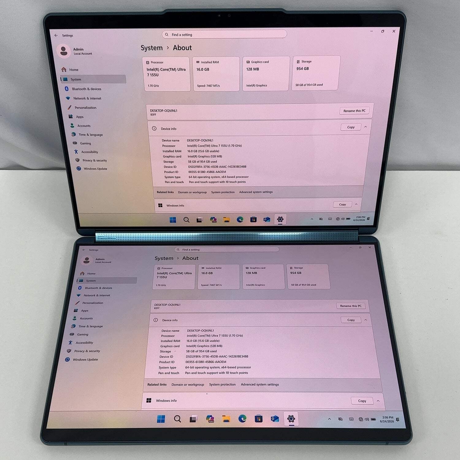 Lenovo yoga book 9 13IMU9 13.3″ Core Ultra 7 155U 1.7GHz 16GB RAM 1TB SSD