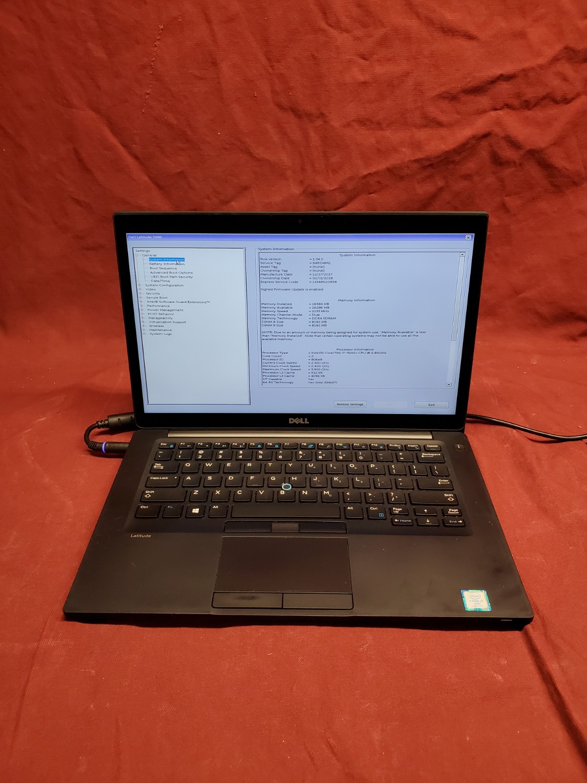 Dell Latitude 7480 i7 7600U 2.80GHz/ 16GB/ NO SSD 1920×1080 Touch #2902