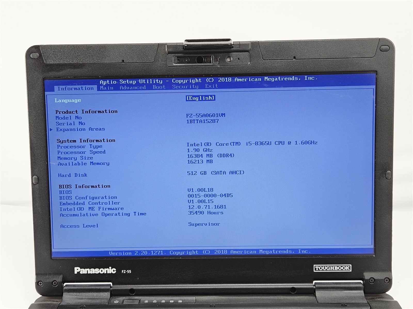 Panasonic Toughbook FZ-55 MK1 Intel Core i5-8365U 16GB 512GB SSD 14″ HD Webcam