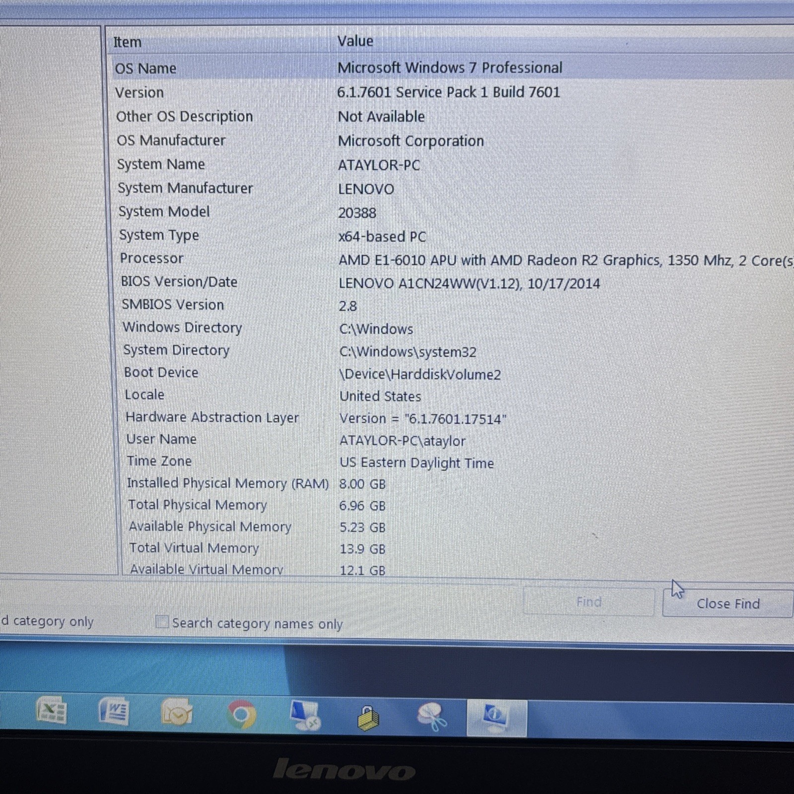 Lenovo B50-45 Laptop AMD E1 8GB RAM 300GB HDD Win 7 Pro