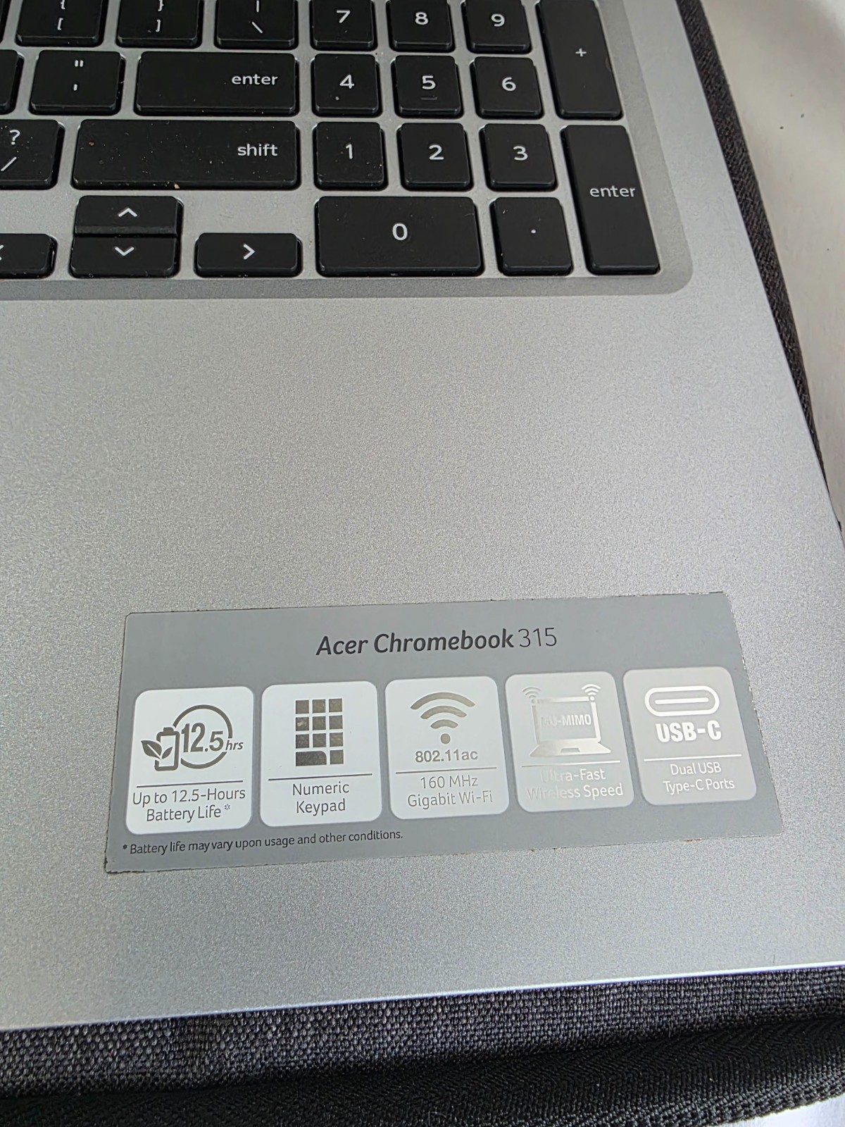 Acer Chromebook CB315-3H N19Q3 15.6 Laptop Chrome With Case And Cable WORKS