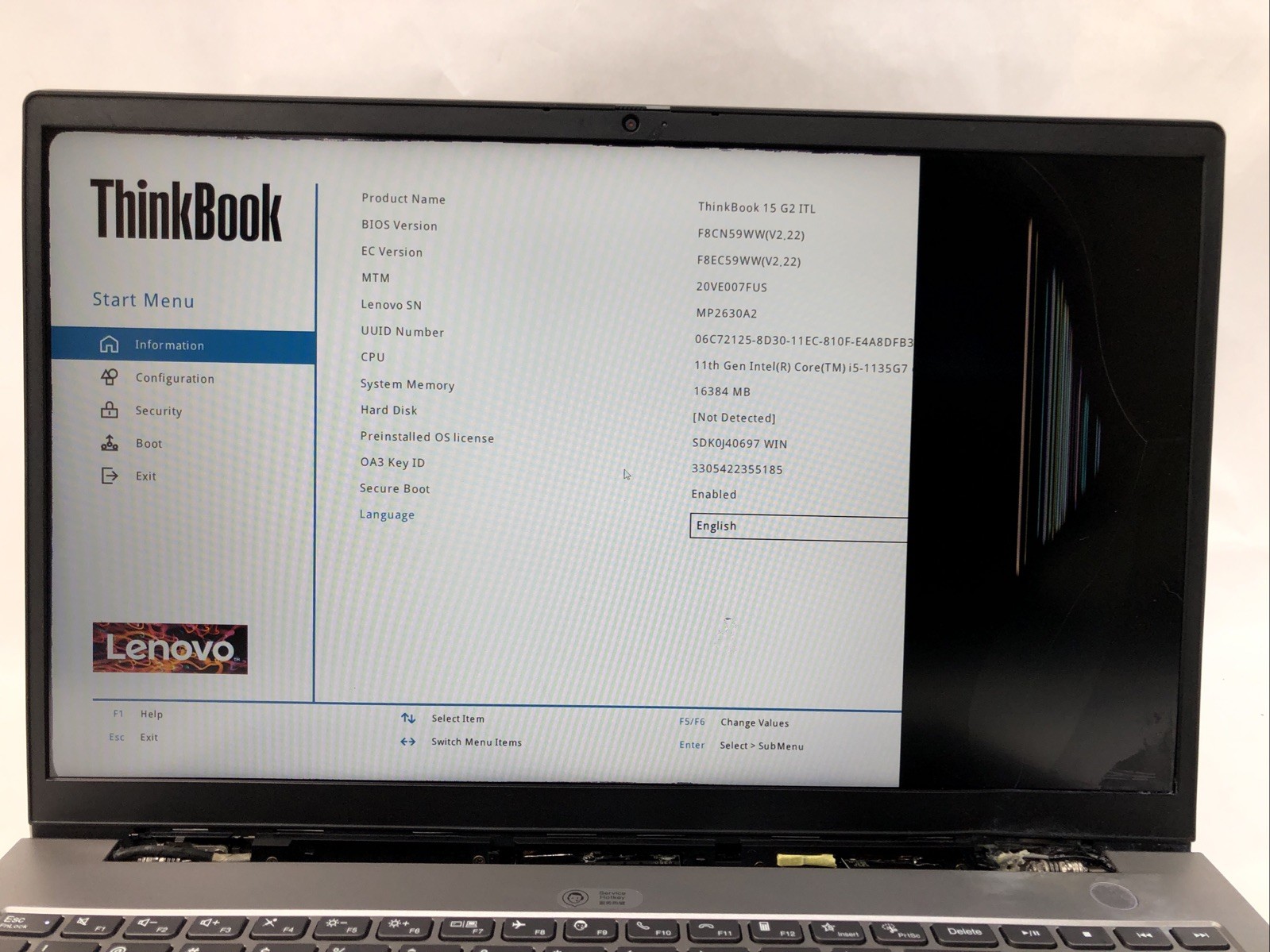 Lenovo ThinkBook 15 G2, Intel Core i5-1135G7 @2.40Ghz, 16GB RAM, NO SSD/OS PARTS