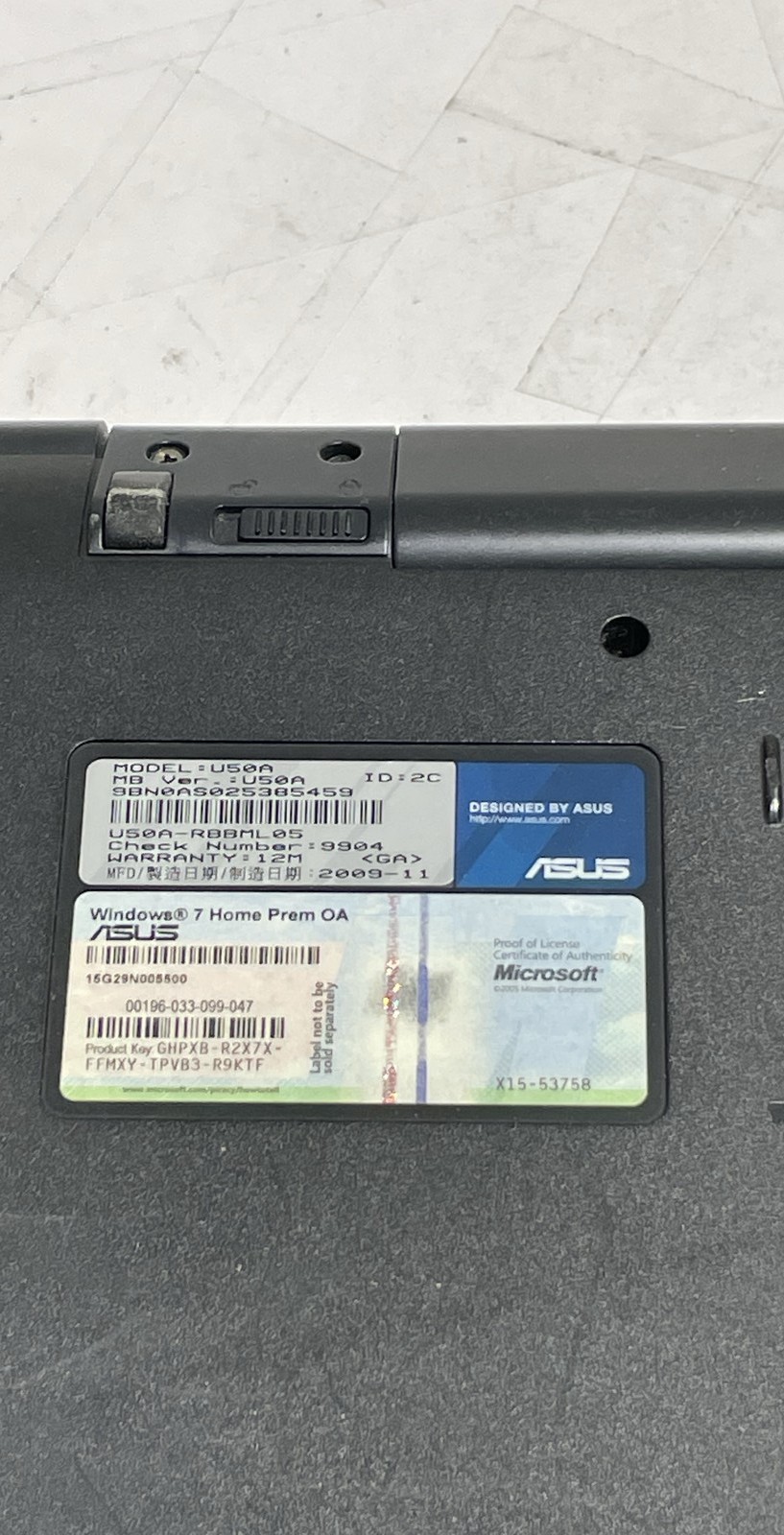 Asus U50A 15G29N005500 15.6″ Intel Centrino Laptop No HDD Vintage