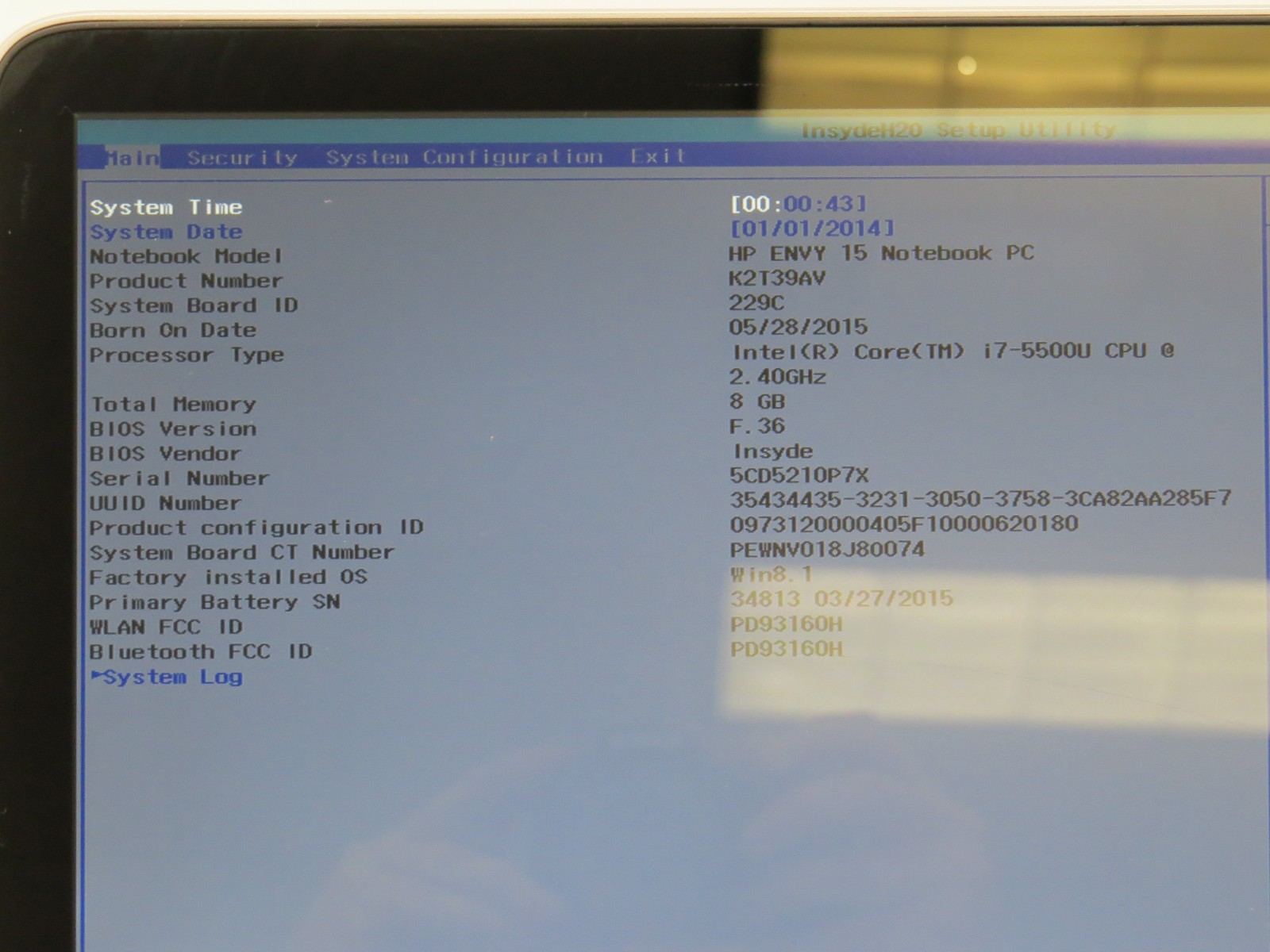 HP Envy 15 i7-5500U @ 2.4GHz 8GB DDR3 GTX 850M 15.6″ No HDD/OS