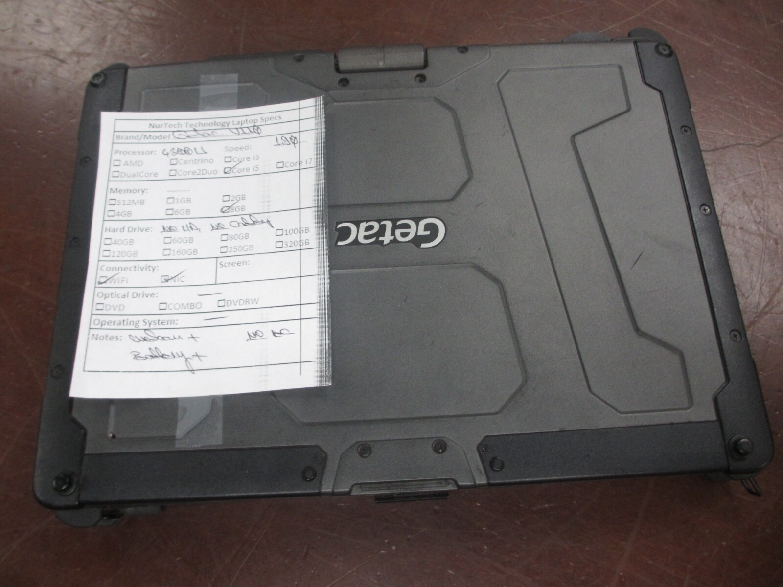 Getac V110 i5 4300U 1.90GHZ 8GB Web-Cam Laptop [NO HDD/CADDY/OS/AC/PEN]*missing