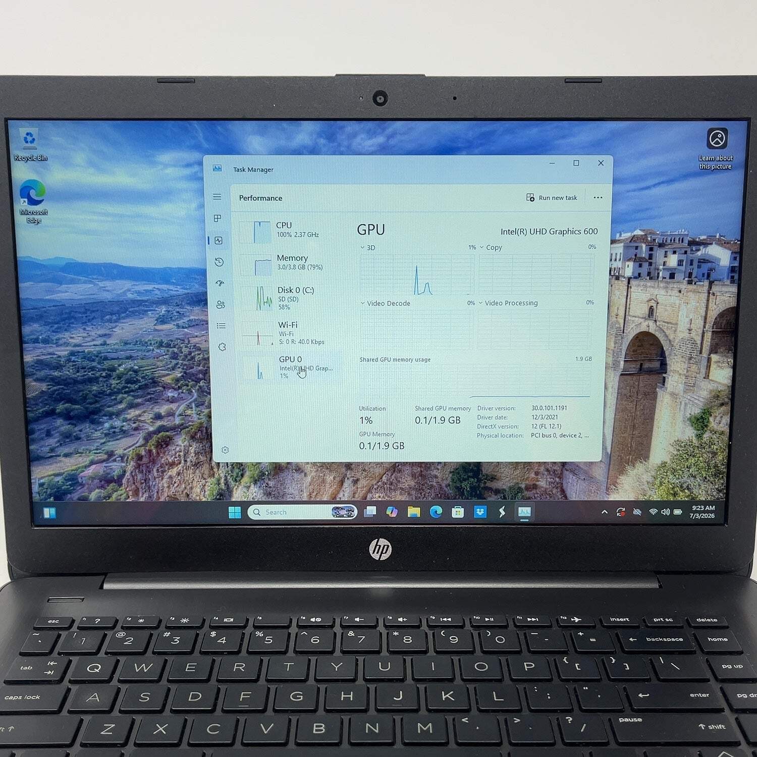 HP Stream 14-cb174wm 14″ Celeron N4020 1.1GHz 4GB RAM 64GB SSD