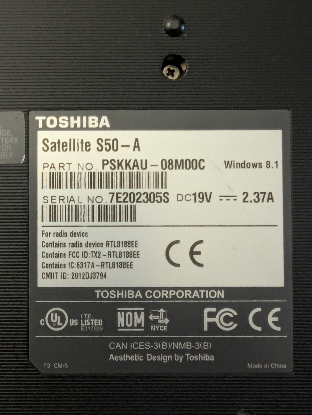 Toshiba Satellite S50-A Laptop i5-4200U, 4GB RAM 120GB SSD NEW BATTERY WiFi-5 BT