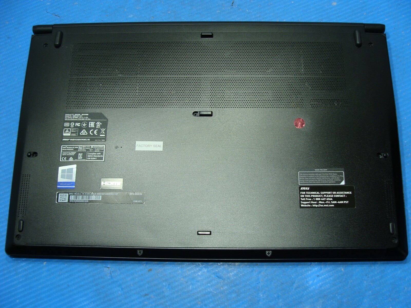 A+ FHD 88% Battery MSI Modern 15 A10M Intel i5-10210U 1.60Ghz 8GB RAM 256GB SSD