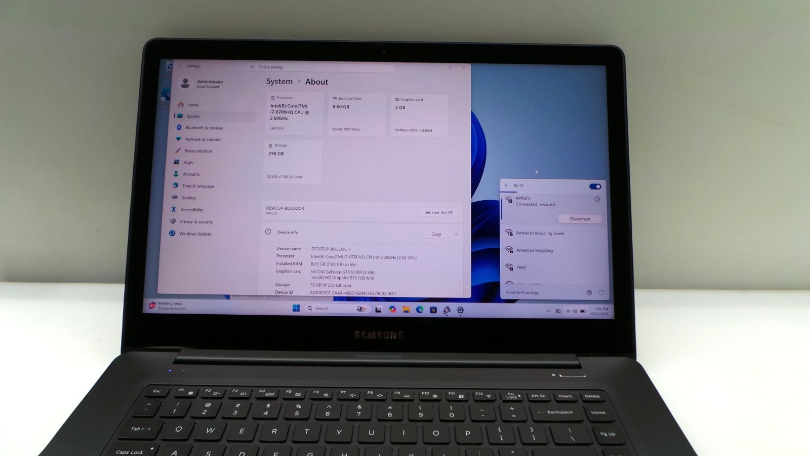 Samsung Notebook NP940Z5L | 15.6″ | i7-6700HQ | 8GB 256GB SSD | Touchscreen