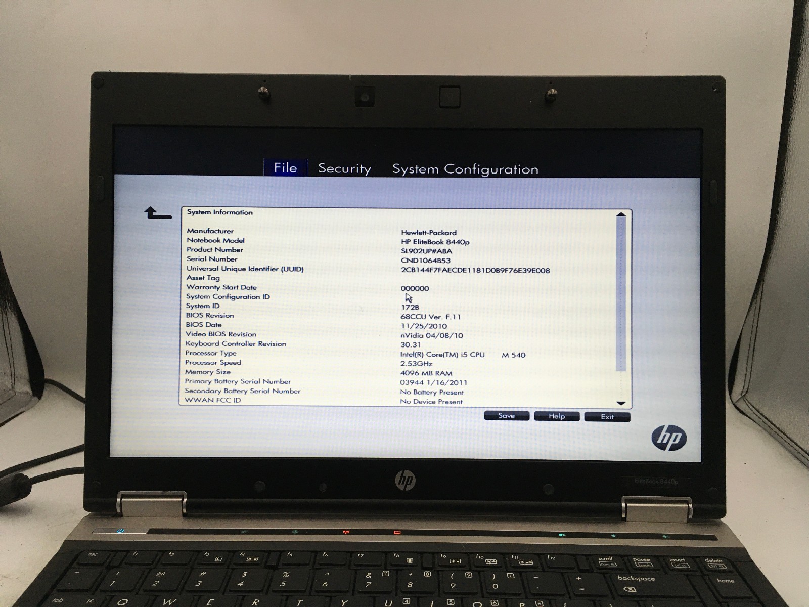 HP ELITEBOOK 8440P – BOOTS TO BIOS – INTEL CORE I5 M540 – 4GB RAM – READ – BB