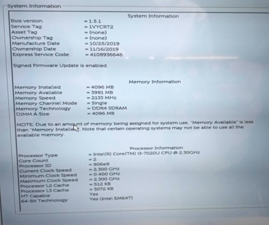 Dell Latitude 3300 13.3″FHD i3-7020u@2.30GHz 4GB DDR4 RAM No HDD No OS MC577*!