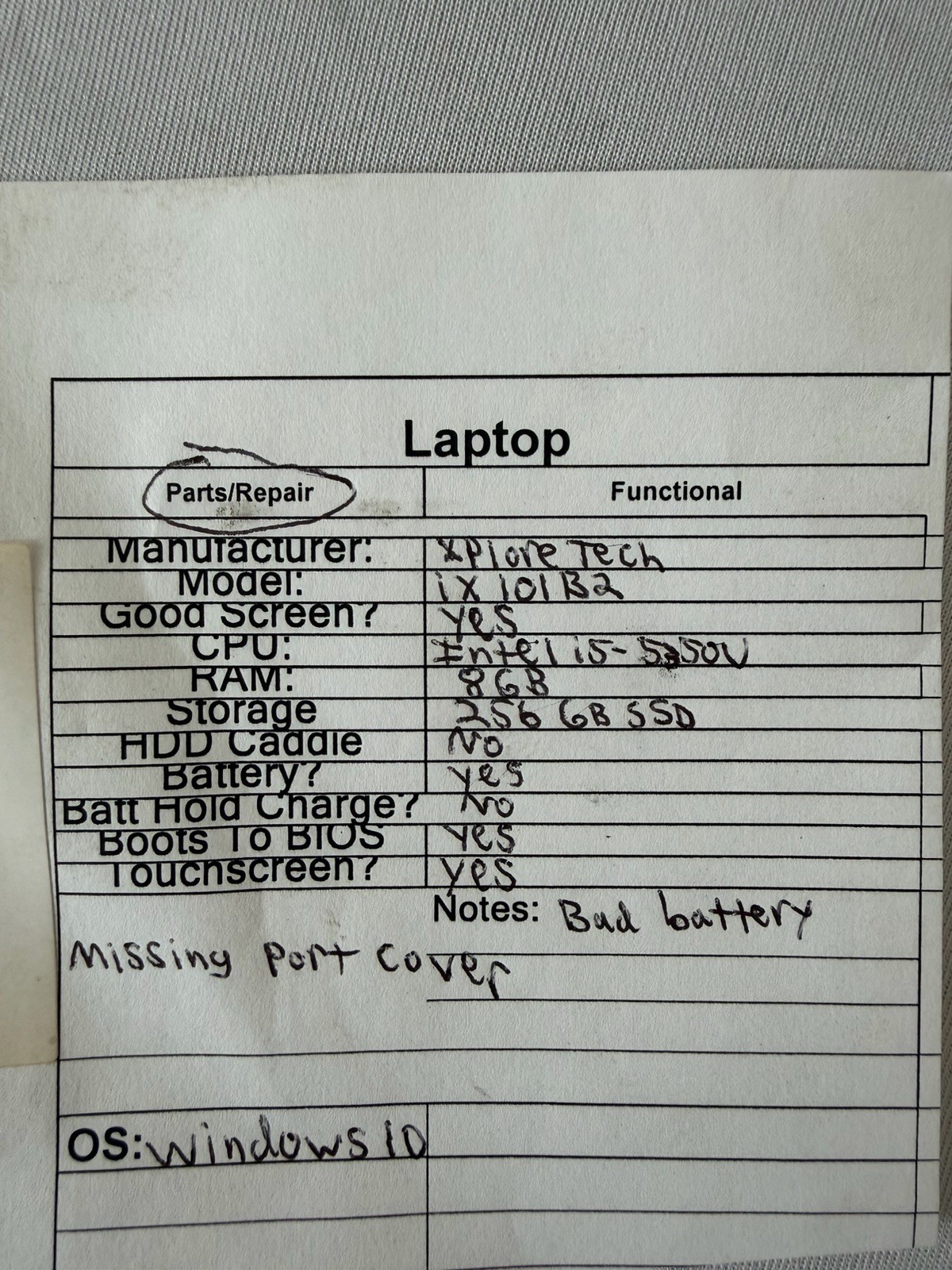 Xplore Tech ix101B2 Laptop – Good Screen – Intel i5-5350U – RAM 8 GB – Read Des
