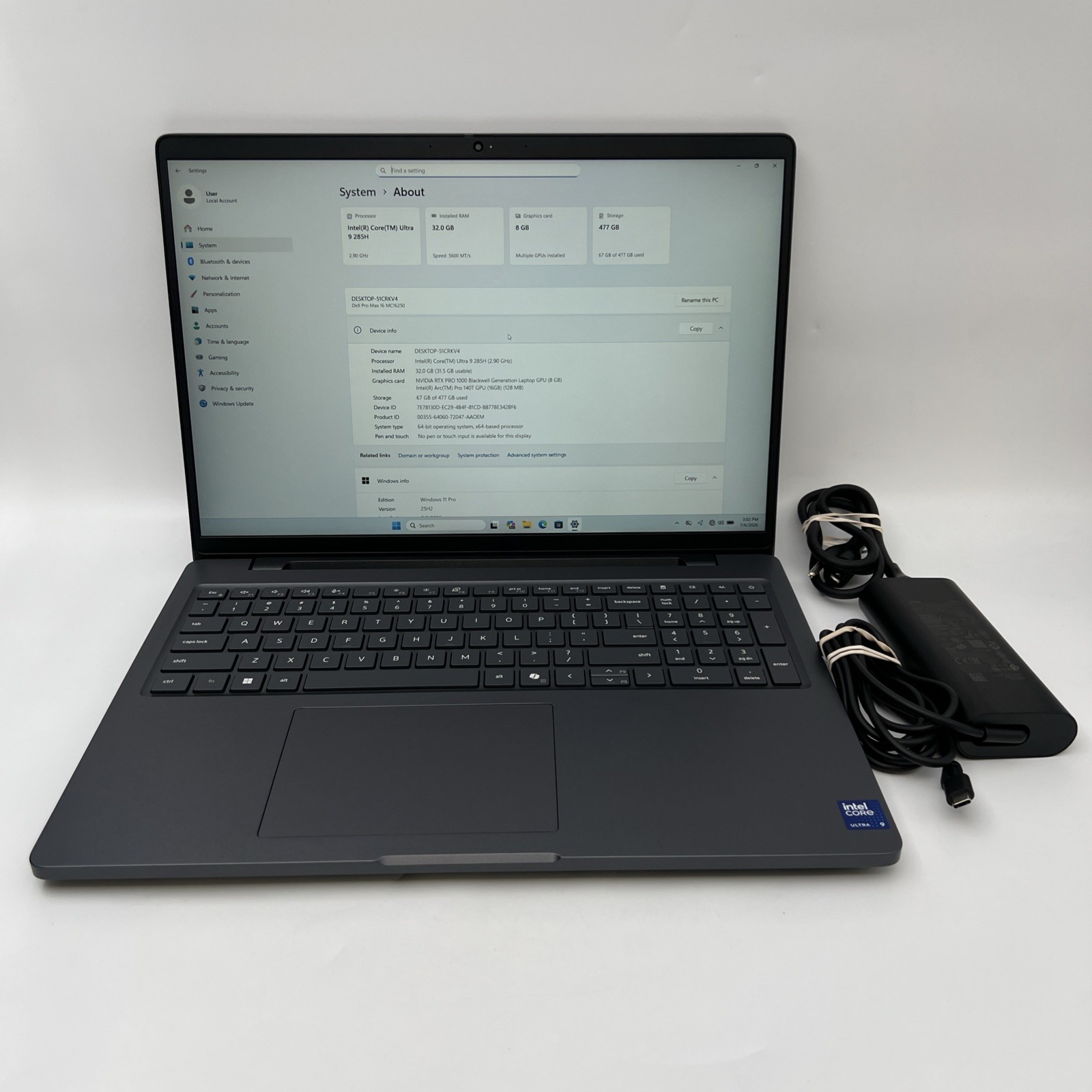 Dell Pro Max 16 MC16250 Ultra 9 285H 32GB 1TB SSD NVIDIA RTX Pro 1000 Blackwell