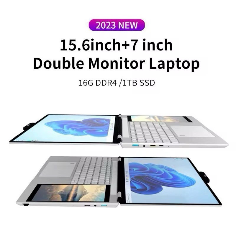 15.6 in + 7.0 in Double Screen Laptop 8GB RAM and 1TB SSD, operating Windows 11