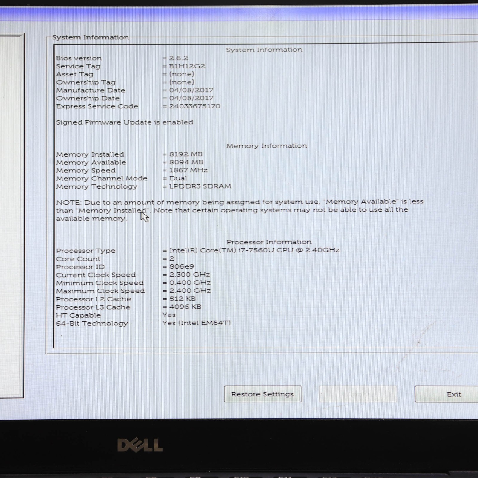 DELL XPS 13 9360 13.3″ FHD CORE i7-7560U 8GB 256GB SSD W10 T6-B6