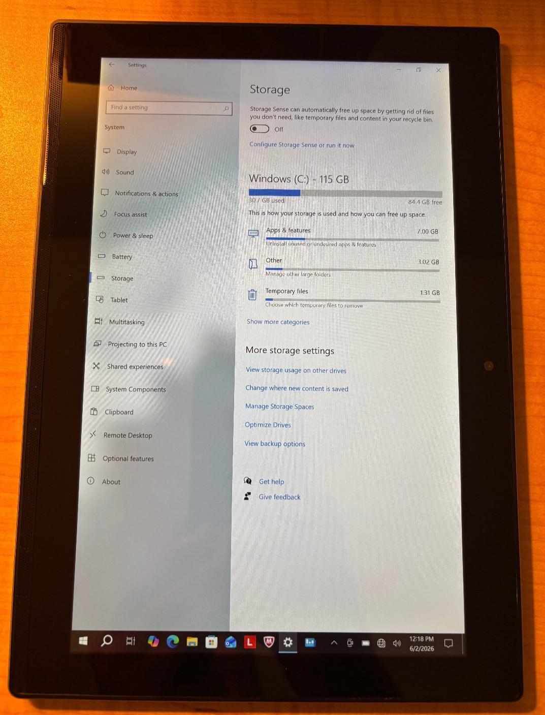 LENOVO MIIX 320-10ICR TABLET Intel Atom 1.44GHz 4GB RAM 116GB storage