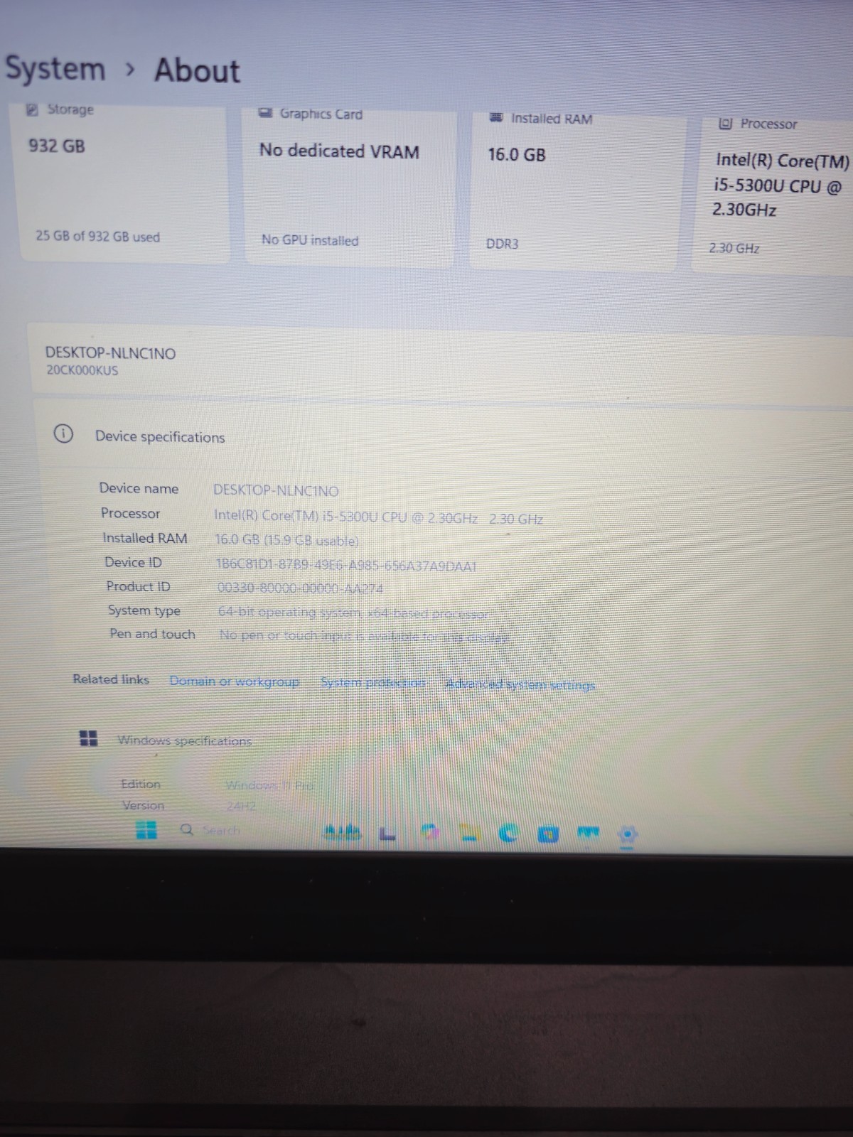 Lenovo ThinkPad T550 15.6″ i5-5200U 2.20GHz 16GB 1TB Win 11
