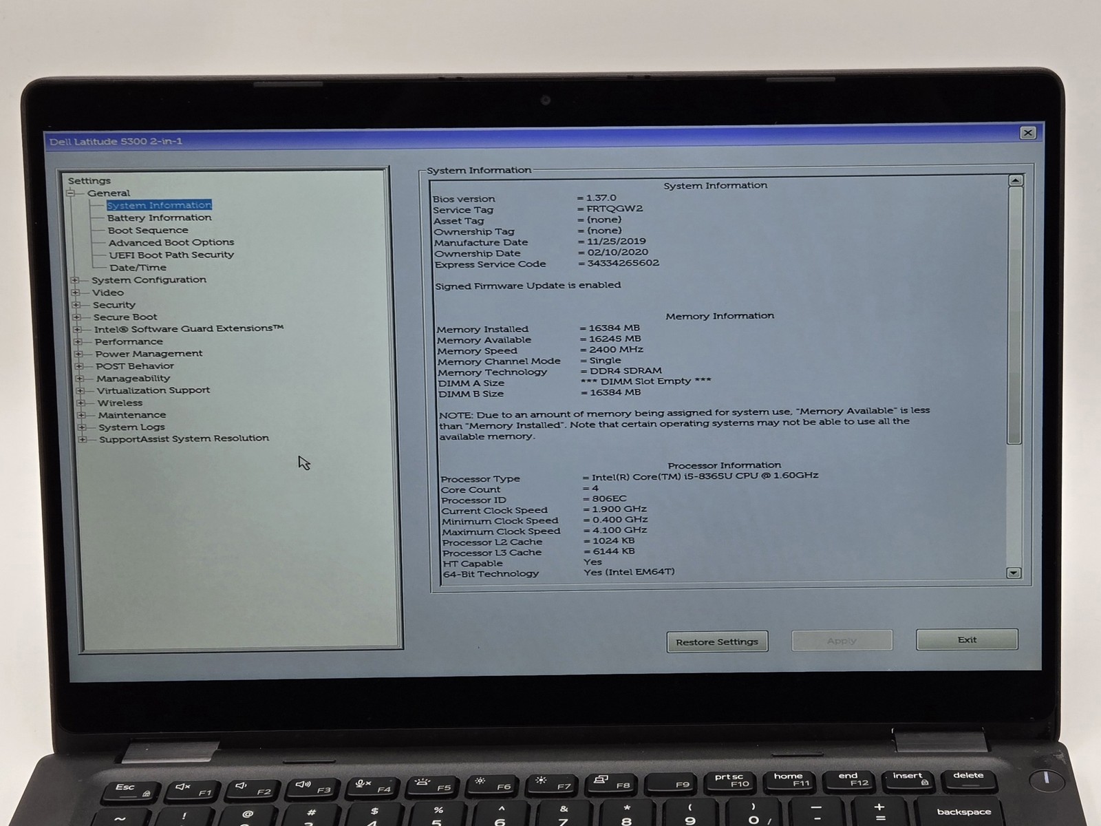 Dell Latitude 5300 2-in-1 13 FHD Touch I5-8365U 256GB 16GB W11P Webcam Backlit