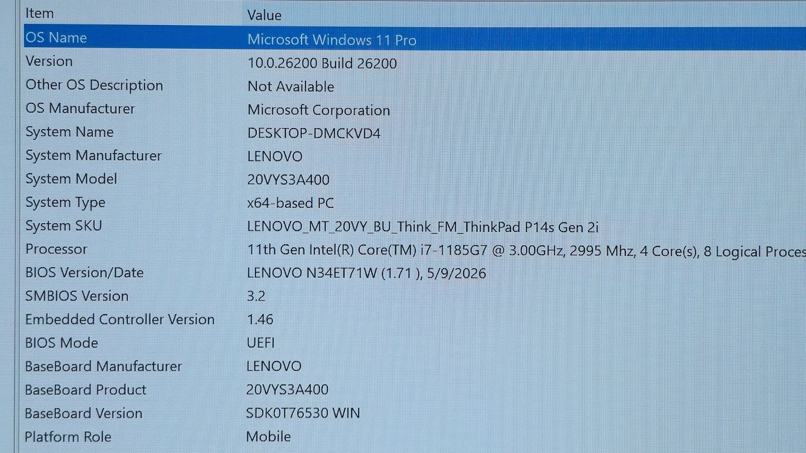 Lenovo ThinkPad P14S Gen 2 Intel i7-1185G7, 48GB RAM, 1TB SSD NVIDIA T500 Touch