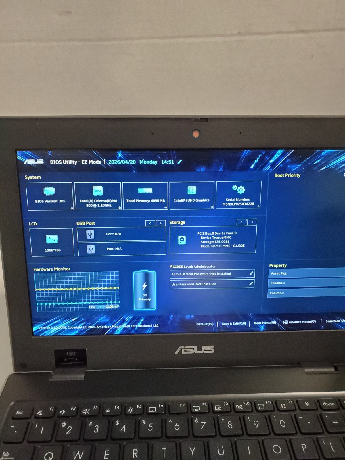 Lot of 10 ASUS BR1100CK 11.6″ Intel N4500 4GB RAM 128GB SSD NO OS! #69