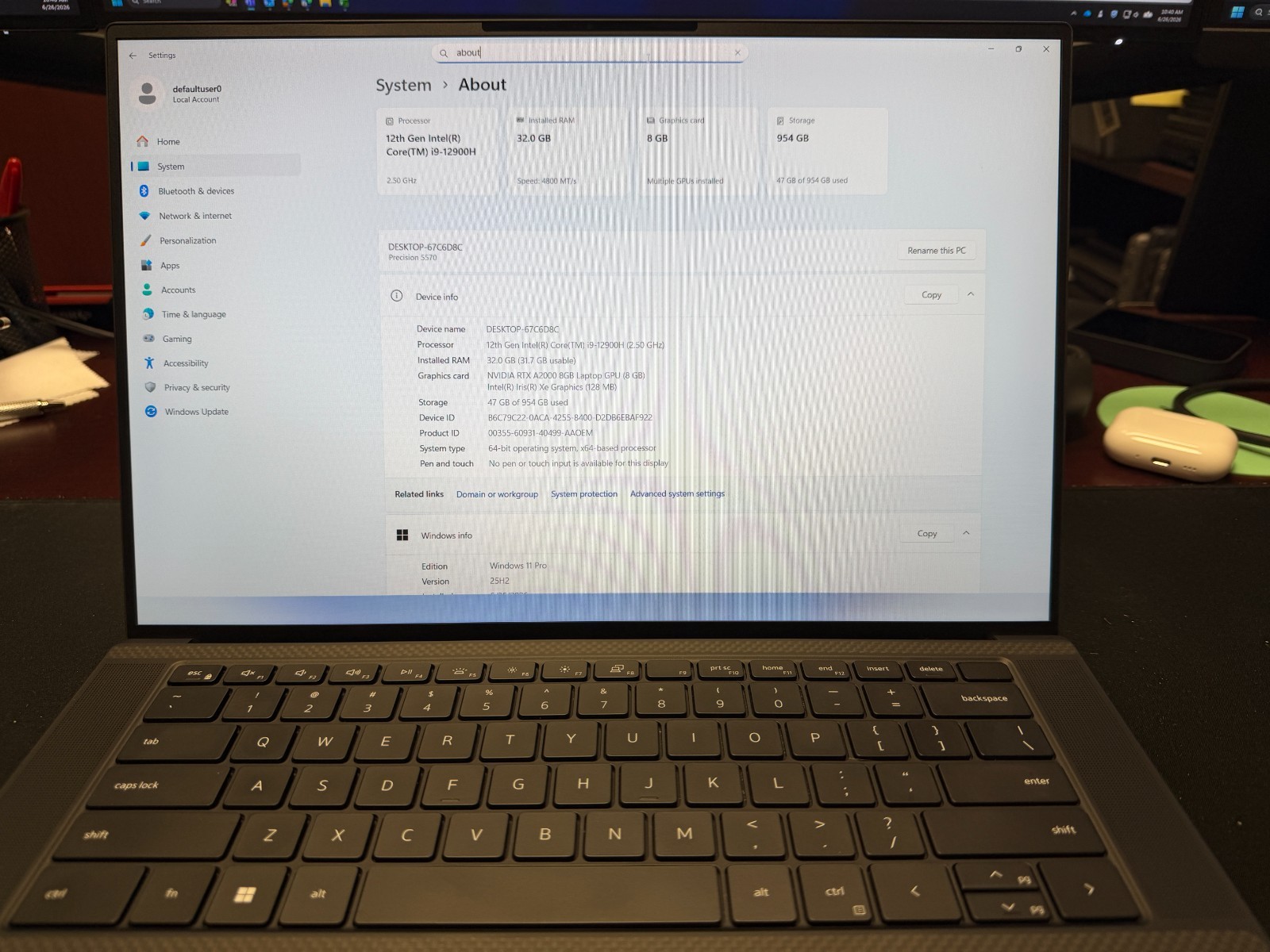 Dell Precision 5570 i9-12900H RTX A2000 8GB 32GB 1TB SSD 15.6″ FHD+ Win11 Pro