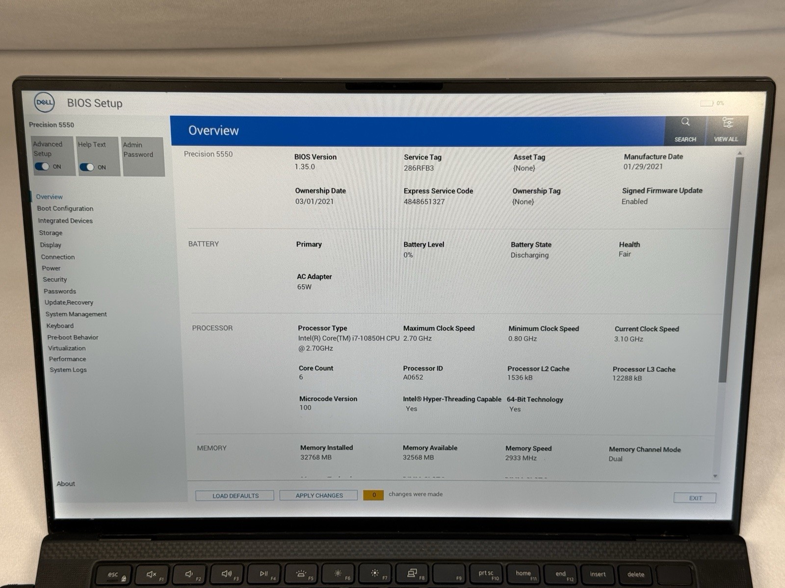 Dell Precision 5550 15.6″ Laptop Intel Core i7-10850H 32GB RAM 512GB NVMe Win11P