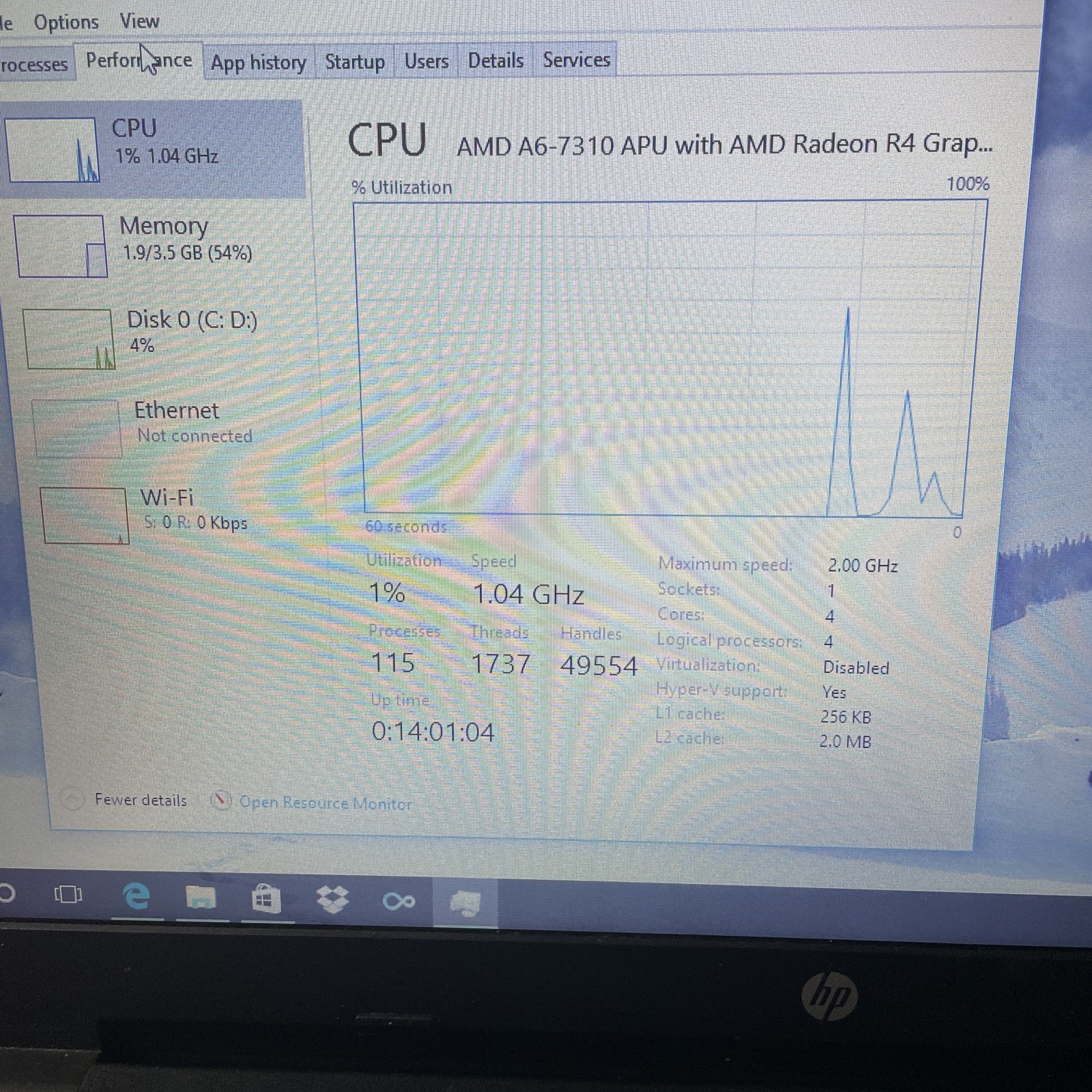 laptop HP Notebook 15.6” RAM 4GB，500GB SSD WIN 10 home