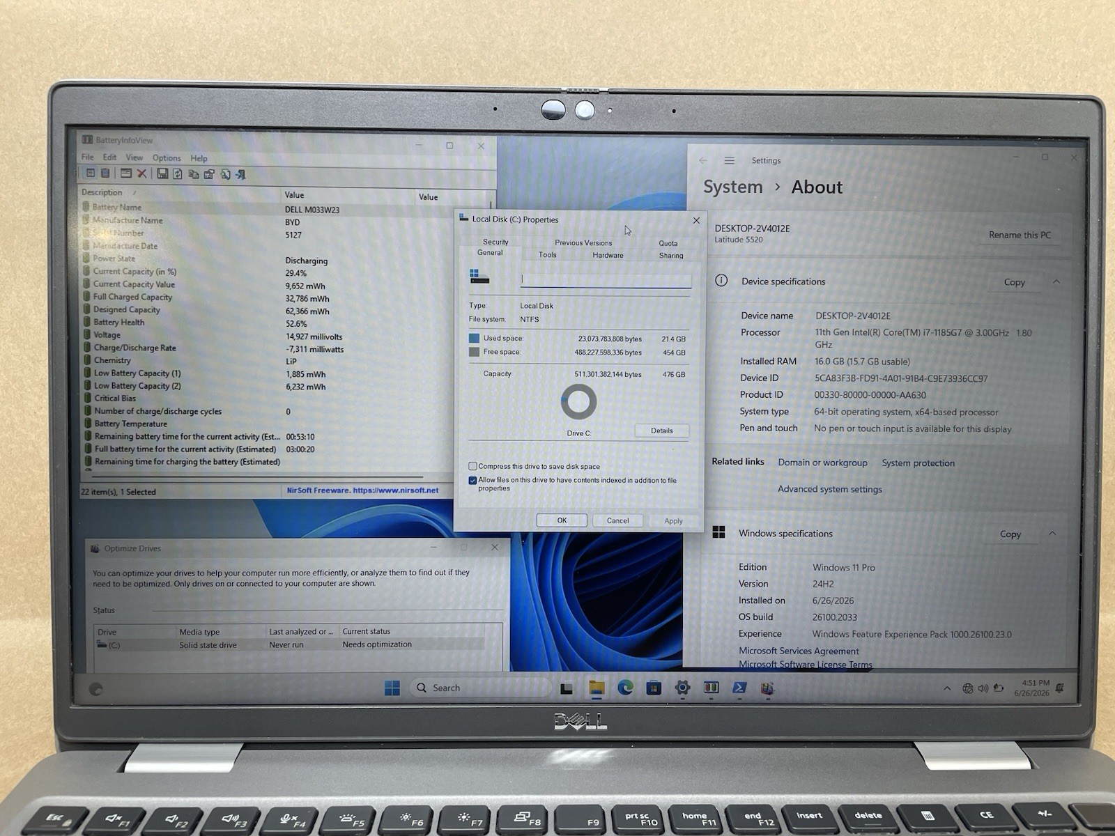 Dell Latitude 5520, i7-1185G7 @ 3.0GHz 16GB RAM 512GB SSD Win11 Pro