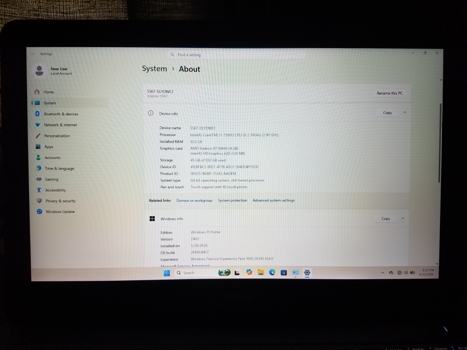 Dell Inspiron 5567 15.6″ Touchscreen Laptop with Windows 11 Home (2)TLM