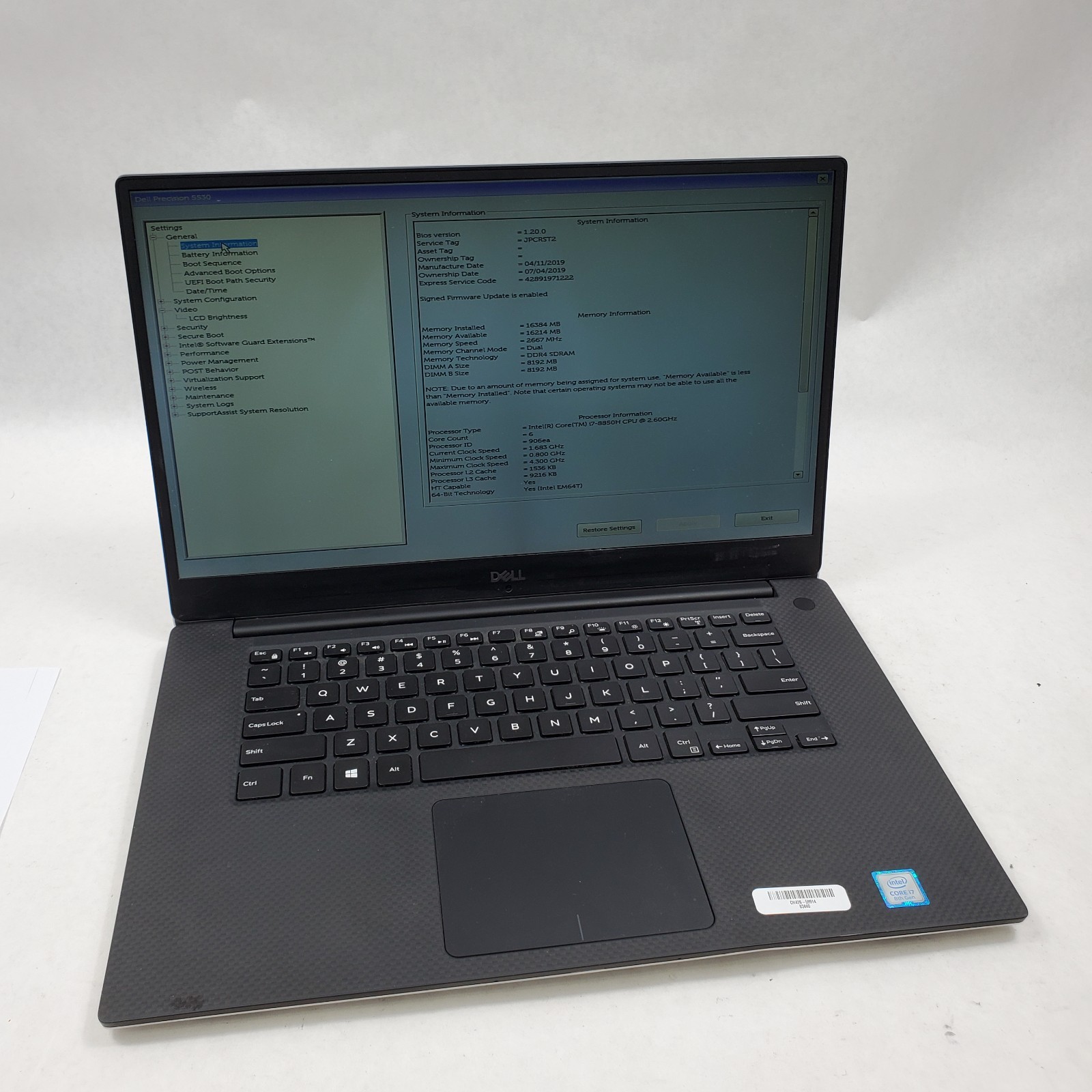 Dell Precision Intel Core 5530 i7-8850H 2.6GHz 16GB RAM 1TB NVMe P2000 NO OS
