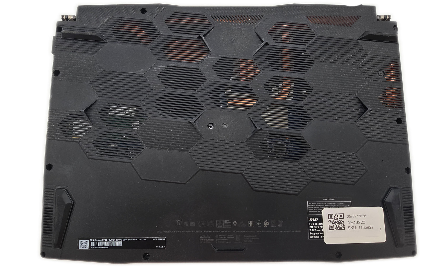 MSI Katana GF66 12UGSK i9-12th Gen 32GB 1TB SSD Windows 11 Home