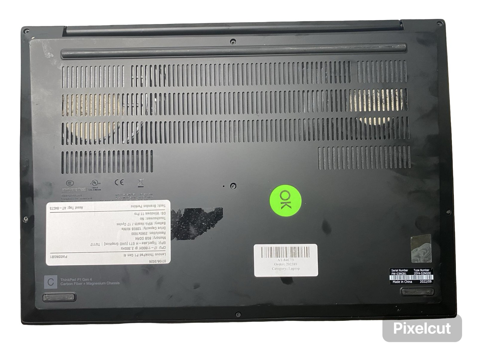 Lenovo ThinkPad P1 Gen 4i i7 11800H 8GB Win11Pro 128GB Battery Inc Grade C