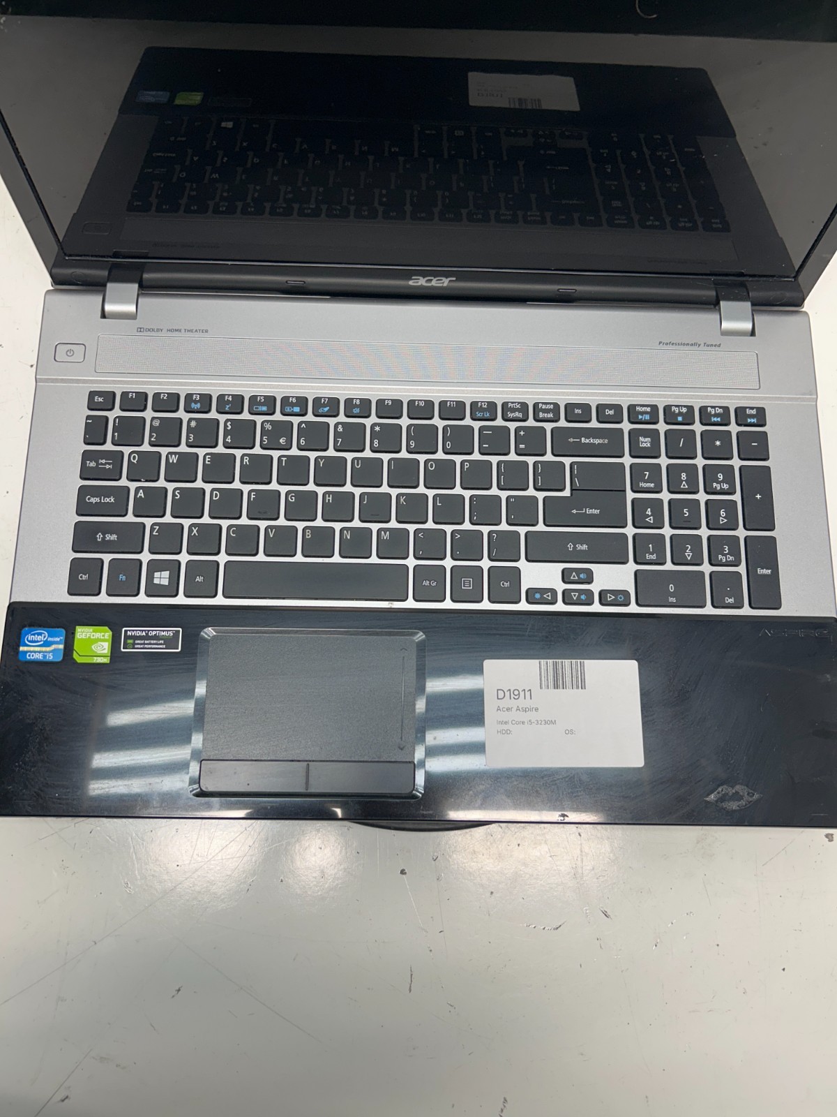 Acer Aspire V3-7716-6485 Intel Core i5-3230M NO RAM/NO HDD/NO BAT – FOR PARTS