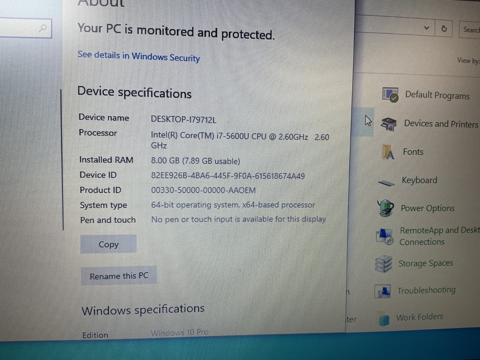 Dell latitude E5550 laptop core i7-5600U 2.60GHz 8GB Ram Windows 10 Pro
