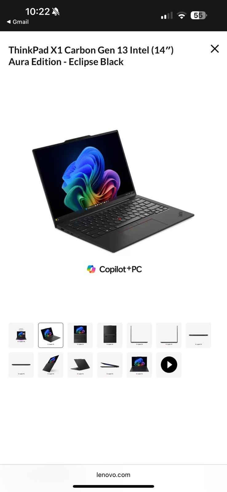 ThinkPad X1 Carbon Gen 13 Intel (14ʺ) Aura Edition – Eclipse Black