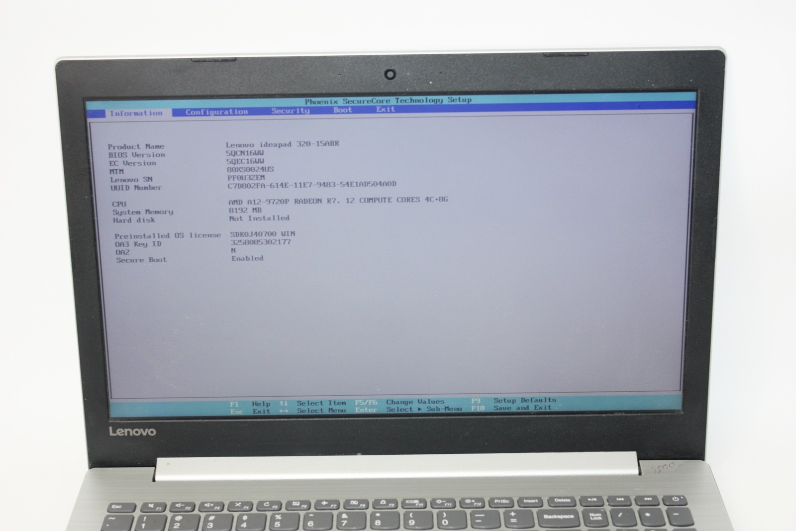 Lenovo IdeaPad 320-15ABR Laptop 15.6″ 8GB RAM AMD A12 No SSD Grade B