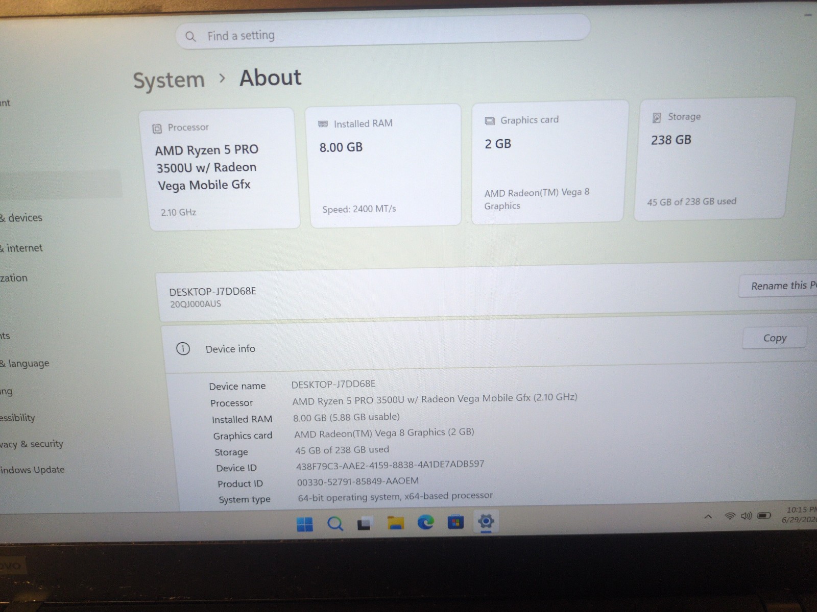 Lenovo ThinkPad T495s | Ryzen 5 3500U | 8GB RAM | 256GB SSD | WIN 11 PRO Laptop