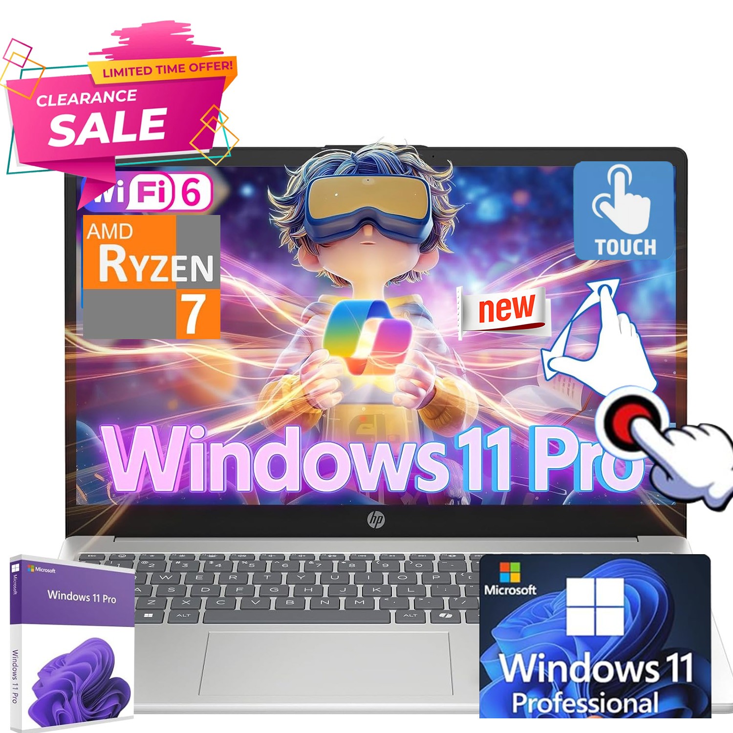 📍HP 15.6″ FHD IPS Touch laptop AMD Ryzen 7 7730U UpTo 64GB RAM 2TB SSD Win11Pro
