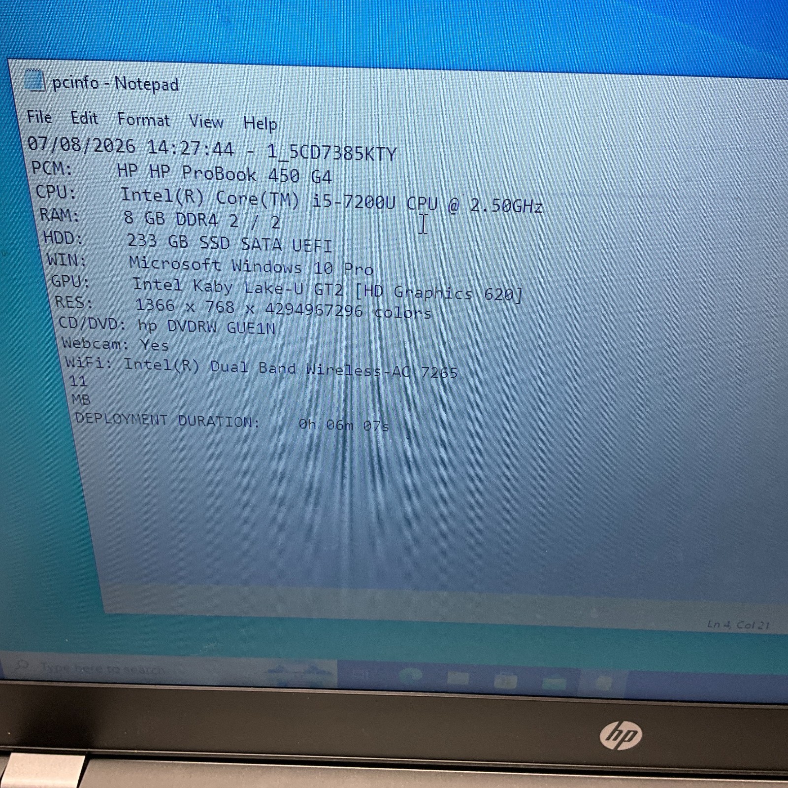 HP ProBook 450 G4 15.6″ i5-7200U 2.50 GHz 8GB 256GB SSD Windows 10 Pro Laptop