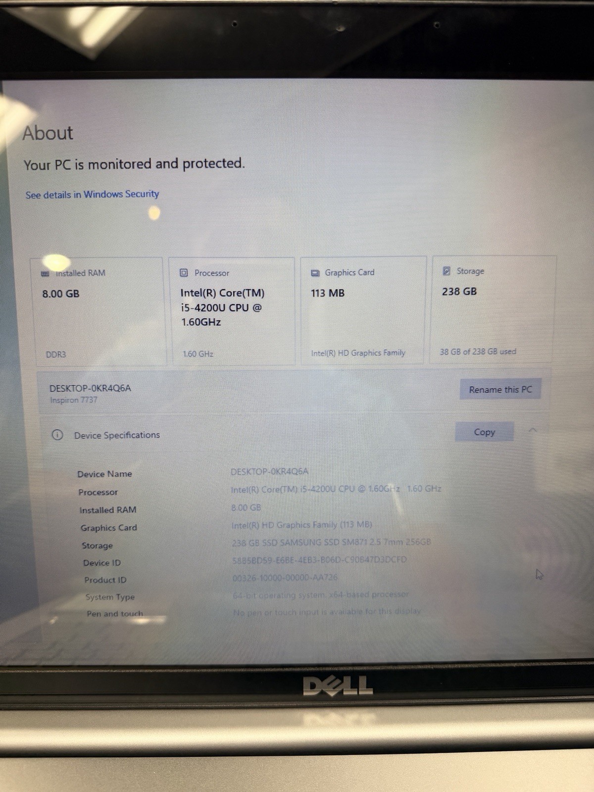 Dell Inspiron 17 7737 – Intel i5-4200U | 8GB RAM | 256GB SSD | 17.3″ | Win10