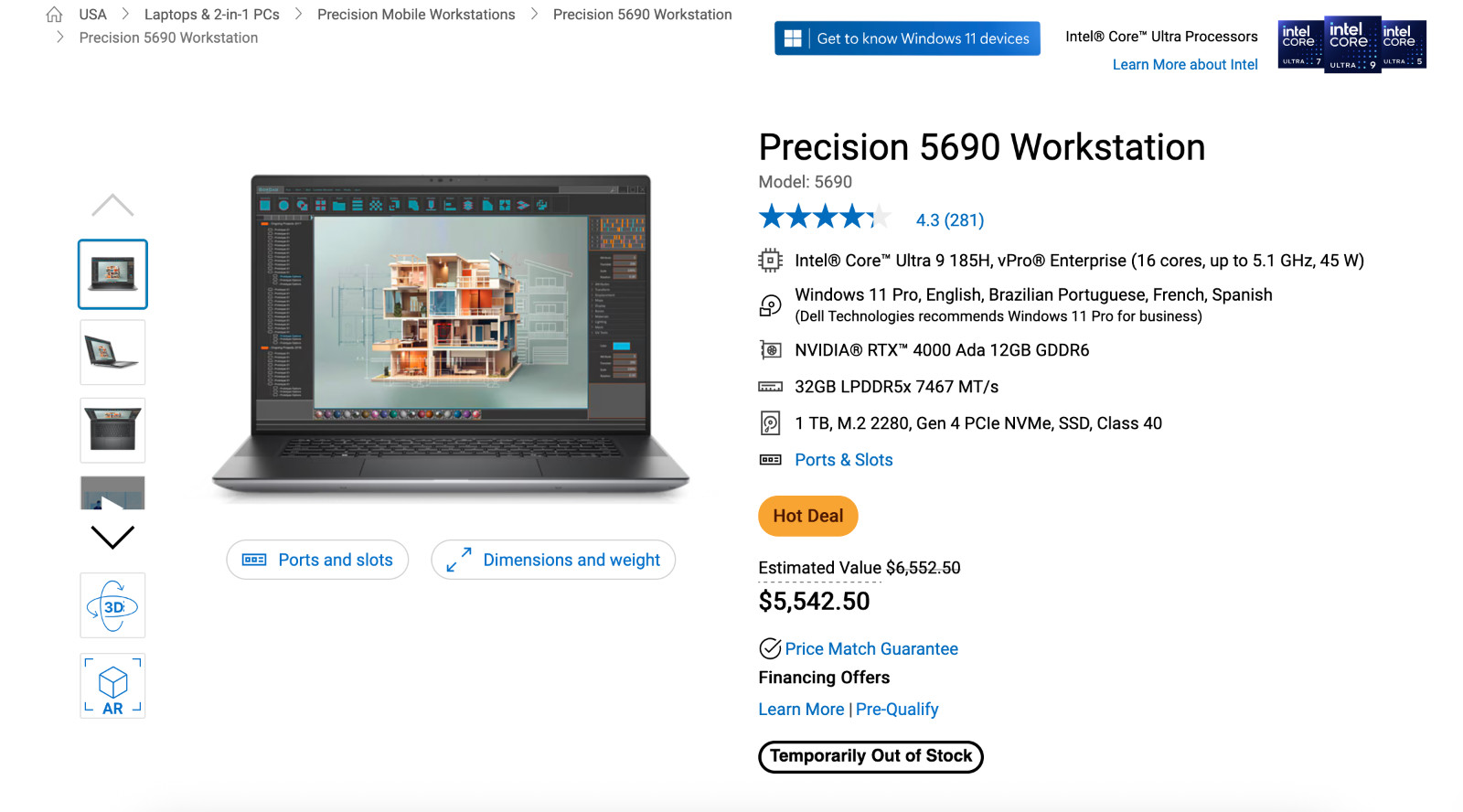Dell Precision 5690 Workstation – NEW Open Box – Unused – High-End Laptop